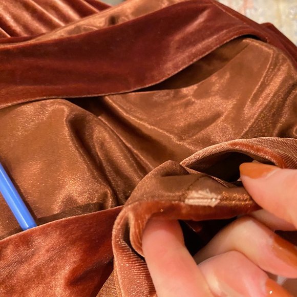 Revelry Velvet Bridesmaid Dress, Tori, Size 2, Terracotta - Picture 5 of 7